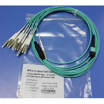 MPO / MTP-LC Om3 12 Cores Cable de conexión de fibra óptica